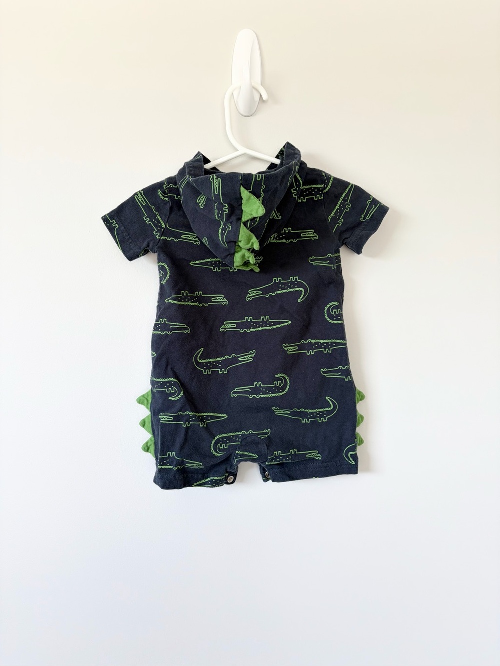 Carter's Navy Hooded Crocodile One-Piece with Green Accents